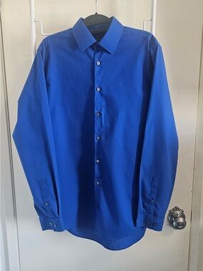 jf j.ferrar Men's Royal Blue Dress Shirt
